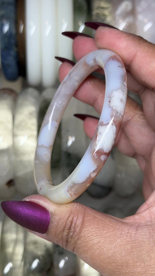 Flower Agate Bangle 57.2mm Princess Cut