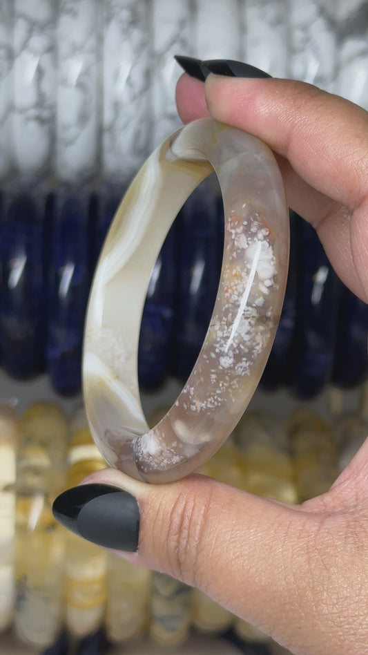 Flower Agate Bangle 58mm