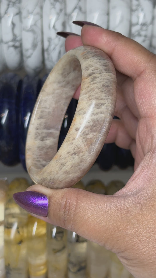 Peach Moonstone with Sunstone Bangle 61mm